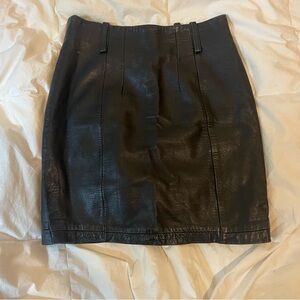 vintage black leather pencil skirt